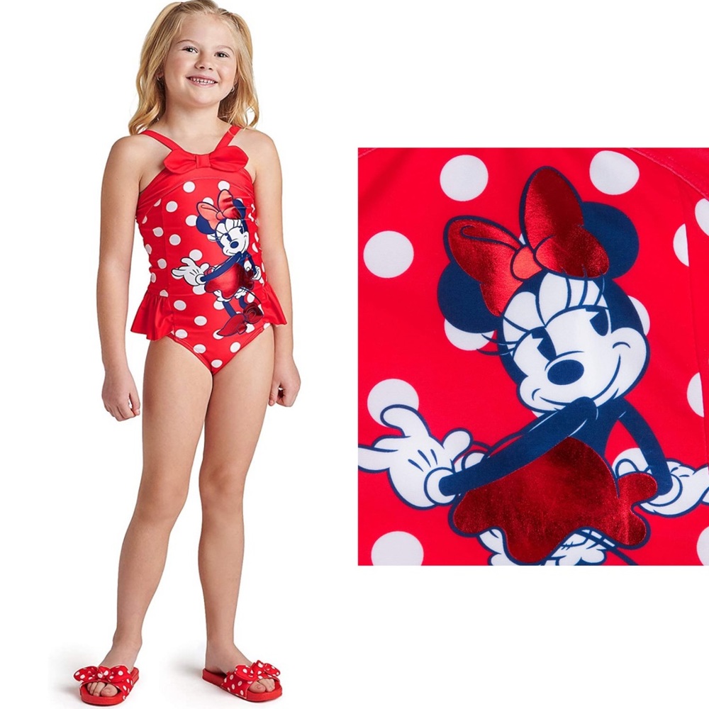 New Disney Minnie Mouse Polka Dot Swimsuit for